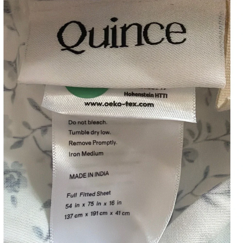 Quince Blue Forette Organic Cotton Sheet Set And 2 Pillowcases Size Full Floral